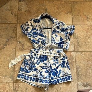 Blue & White Two Piece Set